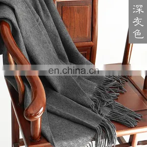 2017 High Quality Plain Color Pure Cashmere Scarf Wholesale thumbnail-5