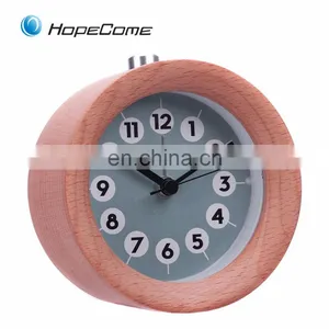 Promotional Quartz Twin Bell Alarm Desktop Clock Wood thumbnail-1
