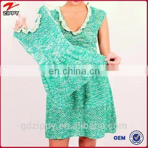 Lace V Neck Sweater Design Mother and Child Dress thumbnail-1
