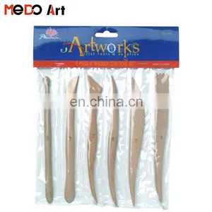 Cheap Artwork Wooden Clay Sculpture Knife Pottery Sharpen Modeling Tools Set 6PCS thumbnail-1