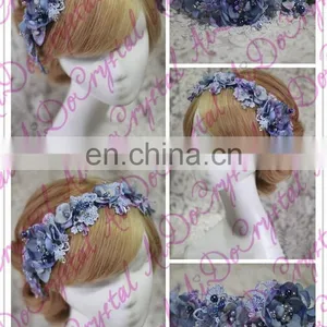 Aidocrystal Fashion Rhinestone Garland Headpiece,bridal Lace Wedding Party Fascinators for Ladies thumbnail-2