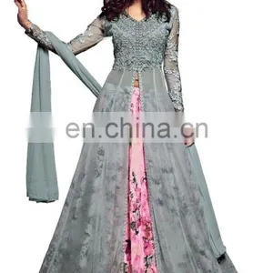 Women's 2017 Dubai Style Party Wear Georgette Anarkali Suits Dress Material (Semi-Stitched) thumbnail-3