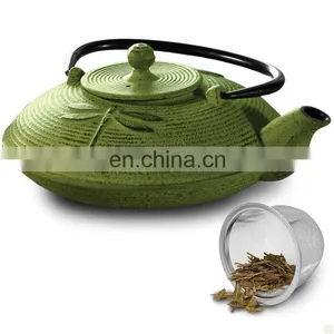 Japanese Enamel Cast Iron Teapot-Dragonfly thumbnail-1