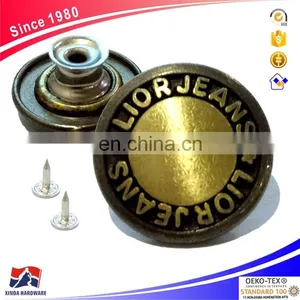 20mm Jeans Metal 3D Buttons, Brass Button And Rivet For Denim, Jackets thumbnail-2
