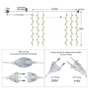 3M x 3M LED Icicle String Light 300LED Curtain String Light Holiday Christmas Decorative Wedding Party Garland Lights thumbnail-5