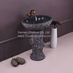 G654 Granite Pedestal Sinks,Grey Granite Wash Basins, Nature Stone Bathroom Sinks thumbnail-1