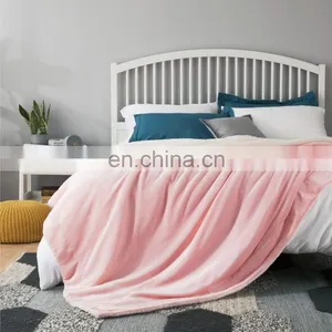 Warm Lightweight Bedding Family Double Sided Sherpa Blanket For Sale thumbnail-5