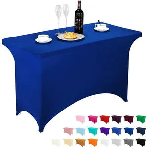 Spandex Table Cover 4ft Royal Blue,Rectangle Stretch Fitted Table Cover or Tablecloth for 4ft Table thumbnail-1