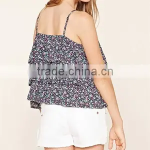 Girls Cool Summer Tops 2016 Floral Print Adjustable Strap Cami thumbnail-3
