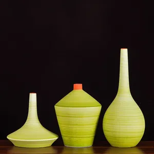Nordic Modern Simple Hand Made Large Green Ceramic Flower Vase For Shopping Mall Decor thumbnail-1