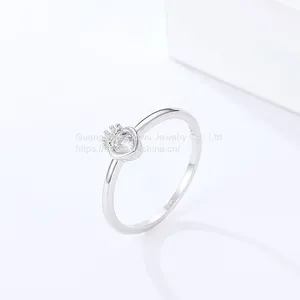 S925 Silver Ring Female Simple Small Fresh Crown Ring Ins Style Diamond Ring thumbnail-2