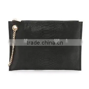 Slim Snake Print/skin Leather Women Clutch Bag Handbag With Wrist Chain thumbnail-2