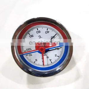 80mm Back Connection Thermomanometer Iron Case With Check Valve 0-120c Temperature Gauge thumbnail-1