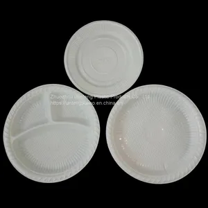 Wholesales 10 Inch 3-Compostable Round PP Plastic Plates Disposable Dinner White Party Dish thumbnail-3