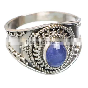 925 SOLID STERLING FINE SILVER LIGHT WEIGHT TANZANITE RING thumbnail-1