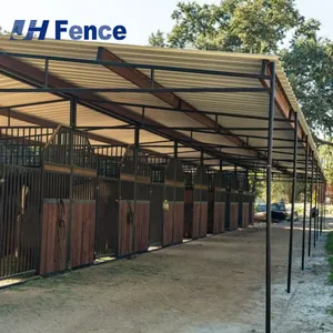 Equestrian Horse Barn Outdoor Eco-friendly Bamboo Wood Metal Horse Shelter Equine Farm Horse Stable thumbnail-5