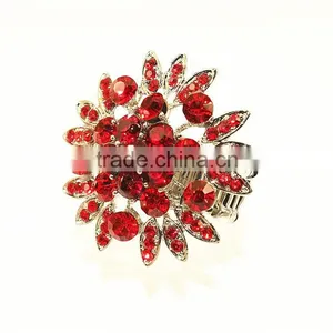 Multi Crystal Stone Elastic Girl Jewelry Flower Shaped Ring thumbnail-1