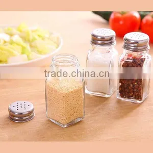 Wholesale Price Stainless Steel Top Clear Glass Salt and Pepper Shaker Set Kitchen Spice Glass Salt and Pepper Jar thumbnail-6