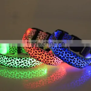 Leopard-print Flat Fibre LED Collar Light Pet Dog Collar Supports Customized Size thumbnail-2