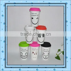 Porcelain Double Wall Mug With Silicone Lid thumbnail-1