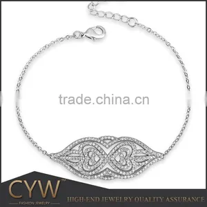 CYW Elegance Micropave Setting Hot New Products for 2015 925 Silver Bracelet thumbnail-1