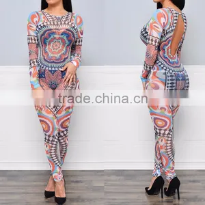 Summer 2016 Women Full Figured Printing Designs Jumpsuits and Rompers thumbnail-1