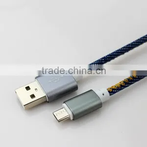 2016 Newest Denim Fabric Micro USB Cable Jean Metal Plug Data Charging Cable for IPhone 6 6S Plus 5 5s Android Type C thumbnail-3