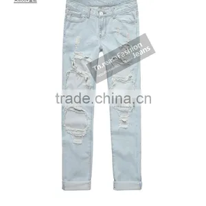 Best Selling Hollow Out Hole Brands Jean Pants For Women Boy Friend European Pattern Loose Clothing Womens Jeans Wholesale China thumbnail-2