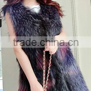 Wholesale Stylish Genuine Real Raccoon Fur Vest for Women thumbnail-2