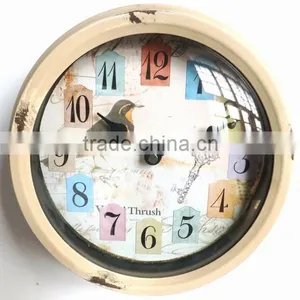 Dia 23.5 cm Country Style Round Metal Wall Clock, thumbnail-1
