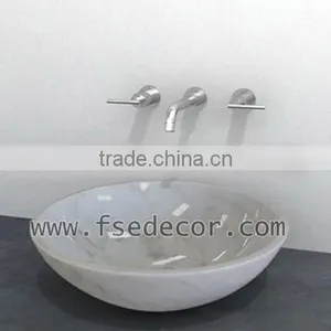 Moon White Round Vessel Sink Stone thumbnail-1