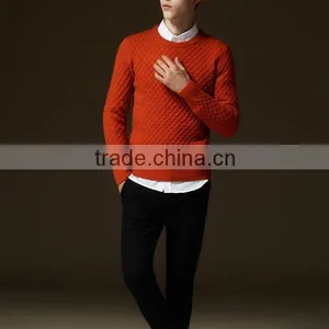 2015 the New Men's Sweater Cultivate One's Morality Pure Color for Grid Sweater thumbnail-6