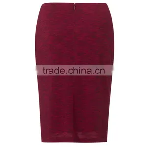 New Classic Fashion Women Midi Textured Red Pencil Skirt thumbnail-2