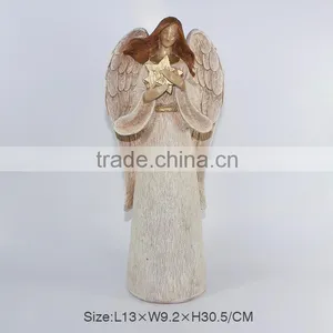2016 Customized Wood-Imitation Resin Angel With Wings,New Design Wholesale Resin Figurine thumbnail-1