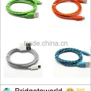Newest Multi Colors Linen Braided Micro USB Cable for Andriod Phones S3 S4 Note 2 thumbnail-4