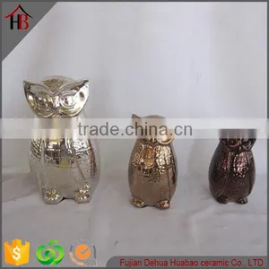 Electroplate Ceramic Owl Figurine Sculpture thumbnail-2