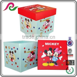 Red Lid Folding Corrugated Paper Box With Micky Mouse for Gift Packing thumbnail-1