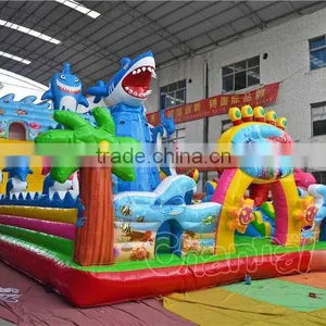 Giant Funny Inflatable Shark Fun City, Seaworld Inflatable Fun City Park for Kids thumbnail-2