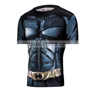 Men's Cool Creative T-Shirt Superheroes Bat-man/Spiderman Logo Short Sleeve Bodybuilding Compression 3D T Shirt thumbnail-3
