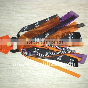 Halloween CrossBones Satin Ponytail Holder MY20-18 thumbnail-1