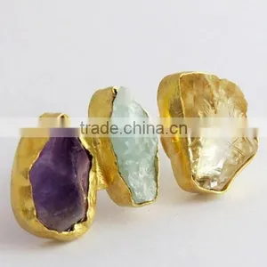 Amethyst & Aquamarine & Ctrine !! 925 Sterling Silver Gold Plated Ring, Silver Jewellery India, 925 Sterling Silver Jewellery thumbnail-3