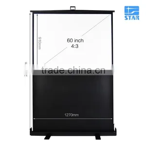 60" Pull up Portable Floor up Screen With Hydraulic Damping Equipment thumbnail-1
