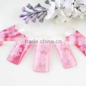 Rose Flower Glitter French Nails Tips Colorful False Nail thumbnail-1
