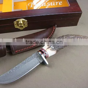 OEM Damascus Blade Material Antlers Handle Collection Boutique Knife thumbnail-1