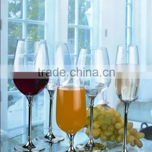 Clear Lead Free Normal Glass Champagne Drinking Glass Set With Metal Stand thumbnail-4