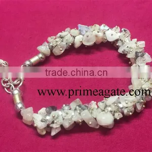 Rainbow Moonstone Chip Fuse Wire Bracelet | A Grade Good Quality Gemstone Bracelet | Agate New Jewelry 2016 Bracelets thumbnail-1