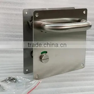 WC Function Stainless Steel Door Lever Handle on Plate thumbnail-1
