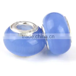 Large Hole Gemstone Blue Cat Eye Bead for Sale thumbnail-1