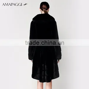 Black Plus Size Mink Coat With Skirt Hip thumbnail-3