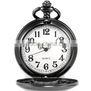 Vintage Men White Dial Analog Pendant Quartz Pocket Watch thumbnail-1